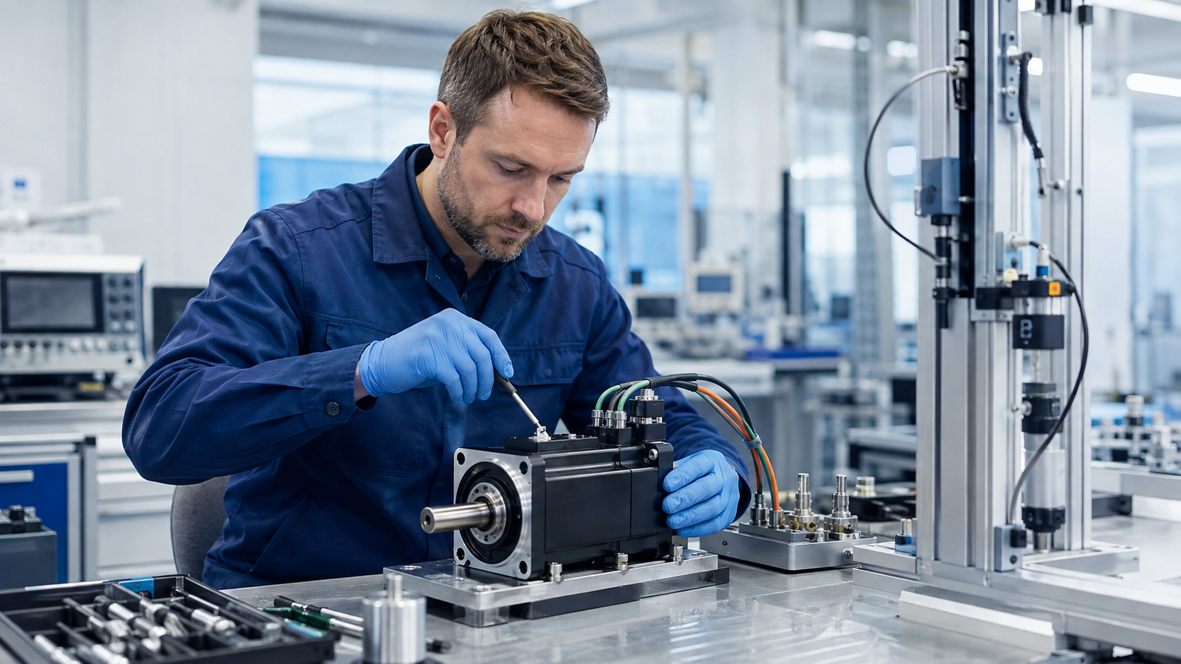 Montage und Prüfung eines Servomotors