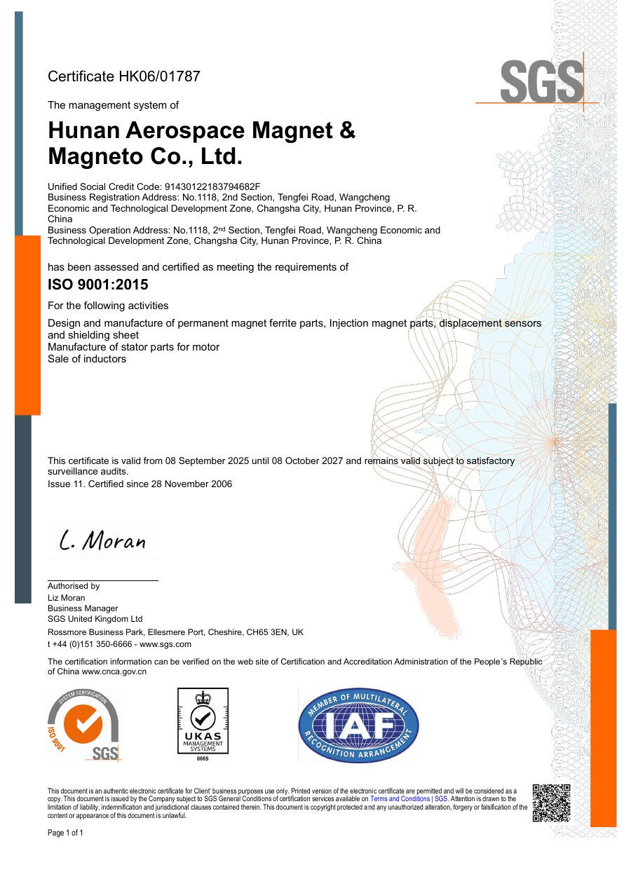 ISO 9001:2015 certificate preview