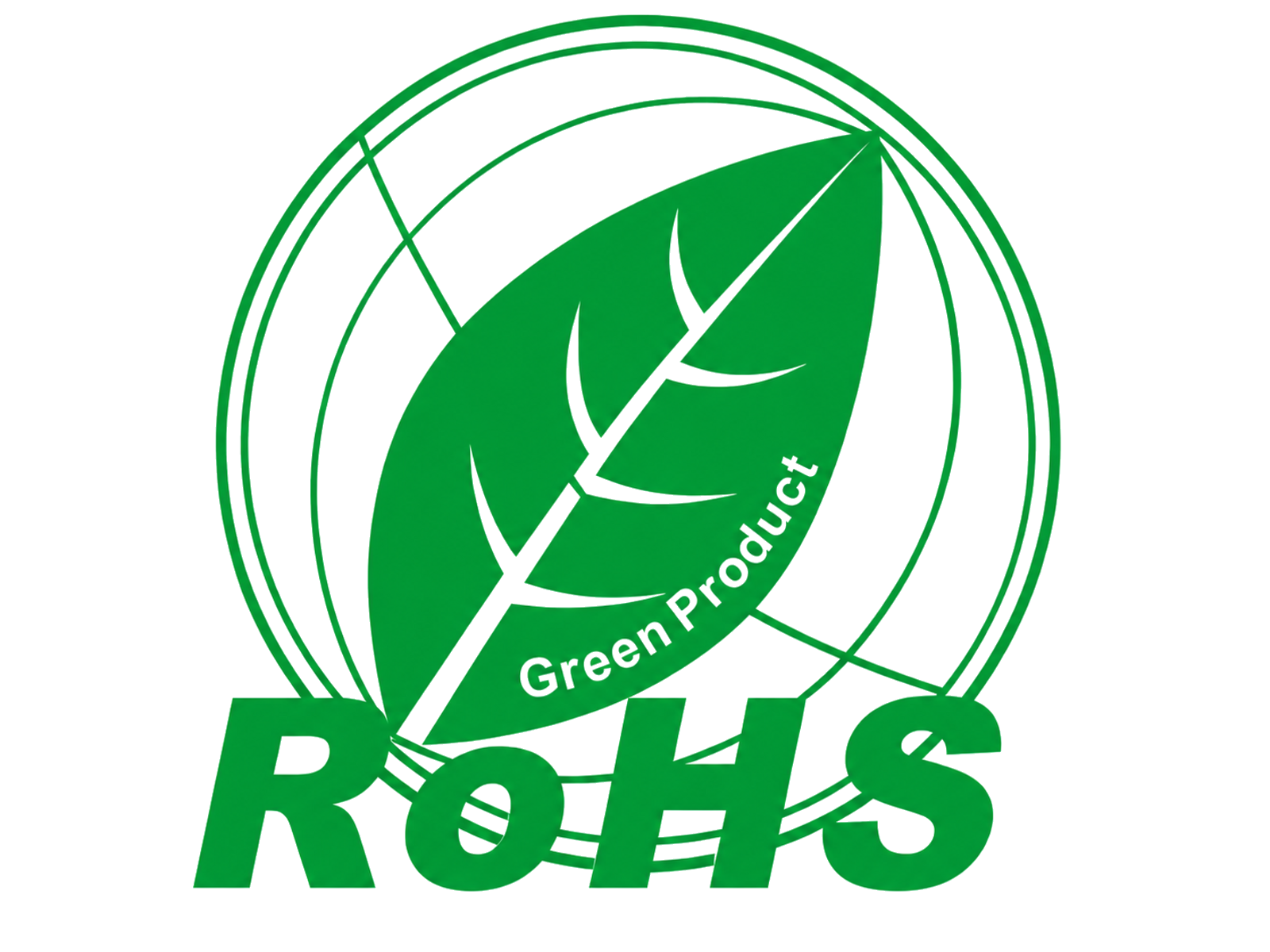 RoHS Green Product Kennzeichnung auf weißem Hintergrund